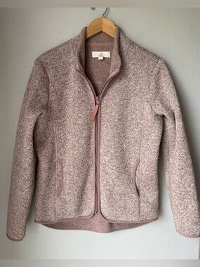 Thread & Supply Heather Pink Fleece Jacket Womens Size Small Zip Up Long Sleeve